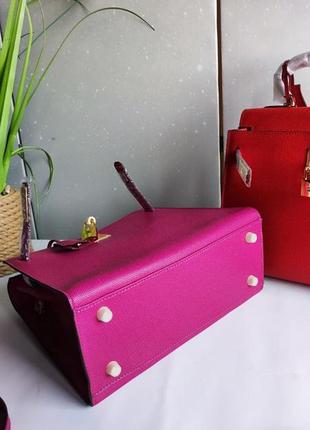 Яскрава рожева малинова сумка сафьянова,  брендова сумка2 фото