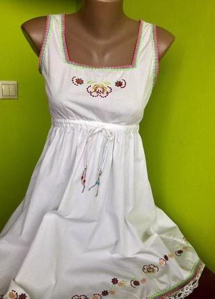 Сарафан летний платье с вышивкой  colibri хлопок xs-s2 фото