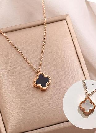 Кулон у стилі tiffany & co. двостороння чотирилистна конюшина 40+5см.