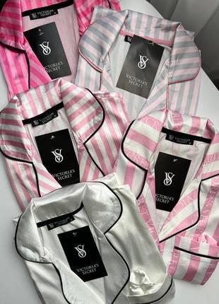 Жіноча сорочка ночнушка шовк з кантом логотип 6 кольорів смужка6 фото