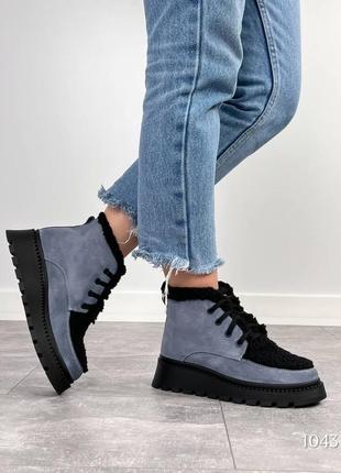 Стильные ботиночки redise, джинс, натуральная замша/мех, зима2 фото