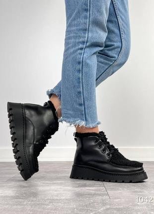 Стильные ботиночки redise, черные, натуральная кожа/мех, зима2 фото