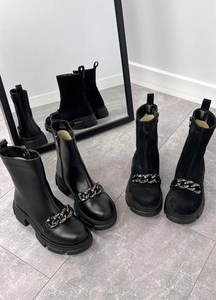 Ботинки зимние sessone, черные, натуральная замша9 фото