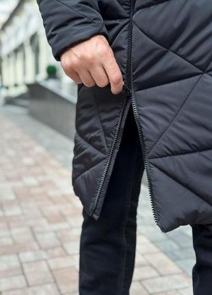 Мужская зимняя парка черная до -25*с длинная куртка пуховик с капюшоном до колен (bon)9 фото