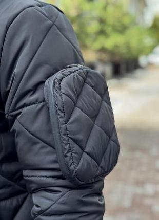 Мужская зимняя парка черная до -25*с длинная куртка пуховик с капюшоном до колен (bon)8 фото