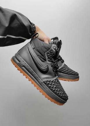 Мужские зимние кроссовки nike lunar force duckboot серые кожаные до -21*с с мехом найк лунар (bon)2 фото