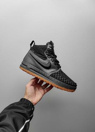 Мужские зимние кроссовки nike lunar force duckboot серые кожаные до -21*с с мехом найк лунар (bon)9 фото