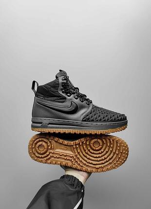 Мужские зимние кроссовки nike lunar force duckboot серые кожаные до -21*с с мехом найк лунар (bon)