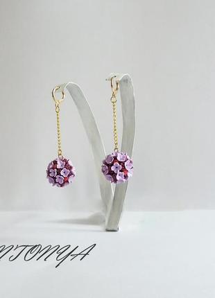 Сережки з мініатюрними квітами, сережки квіткові кулі3 фото