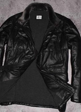 Armani collezioni heavy padded leather (мужская зимняя кожаная куртка4 фото