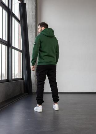 Чоловічий зимовий спортивний костюм stone island чорний комплект стон айленд теплий на флі...