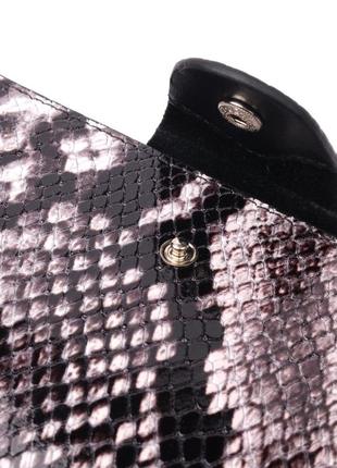 Багатофункціональне жіноче портмоне з натуральної фактурної шкіри під змію karya 21002 чорний3 фото