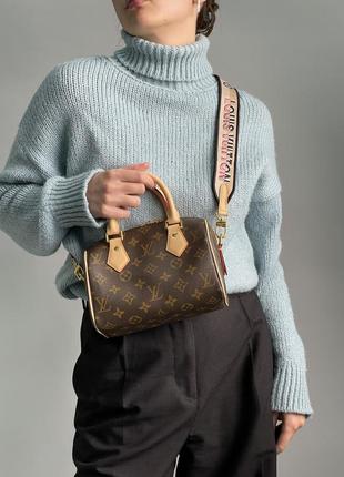 Стильна жіноча сумочка louis vuitton speedy nano brown/pink 20 х 15 х 13 см