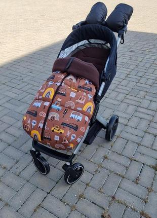 Конверт-трансформер для коляски happy way зимовий чохол футмуф "престиж" принт "автівки"