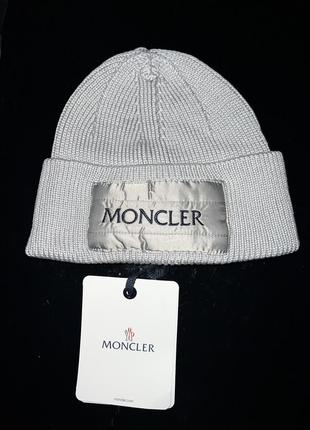 Шапка moncler сіра, чорна