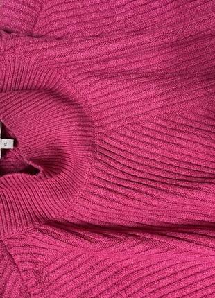 Яркий джемпер фуксия свитер с горлом стойка рубчик2 фото