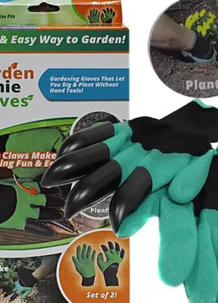 Садовые резиновые перчатки с когтями для сада и огорода garden genie gloves1 фото