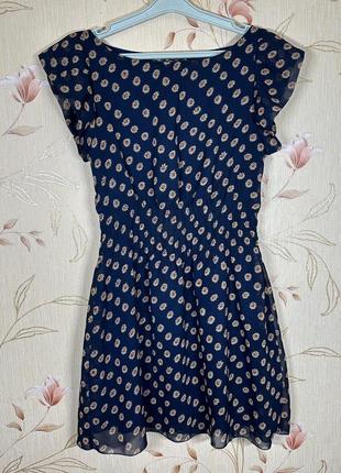 Платье сарафан из хлопка с принтом в цветок нежное цвет синий размер xs s m l7 фото