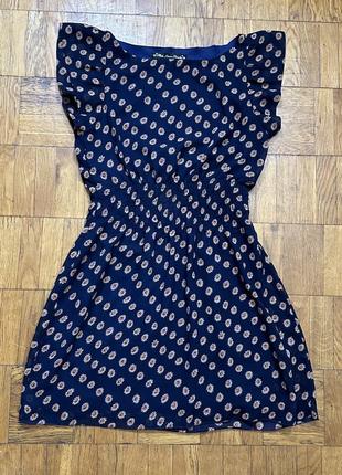 Шифоновое платье цвет синий принт цветочный размер xs s m l1 фото