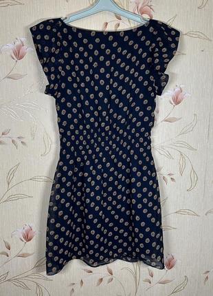Шифоновое платье цвет синий принт цветочный размер xs s m l3 фото
