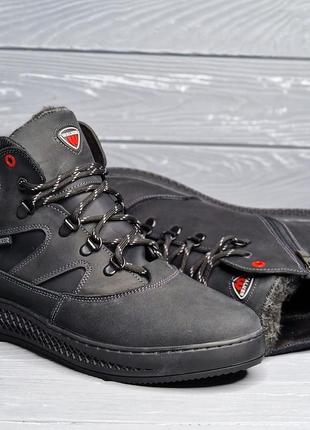 Мужские зимние черные прошитые ботинки шнурок / змейка tm walker!!!3 фото