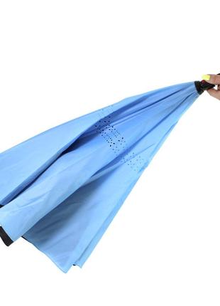 Зонт наоборот up-brella голубой2 фото