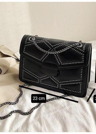 Стильна жіноча сумка месенджер клатч з ланцюжком5 фото