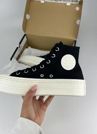 Кеды converse chuck taylor all star modern lift a06141c black, оригинальные кеды конверс черные на платформе