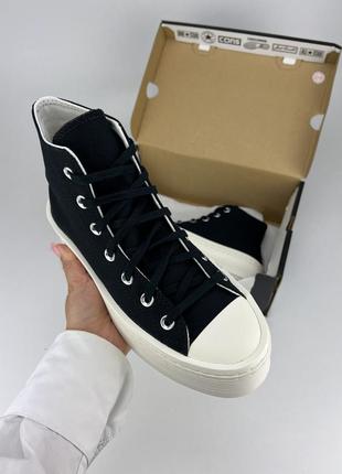 Кеды converse chuck taylor all star modern lift a06141c black, оригинальные кеды конверс черные на платформе3 фото