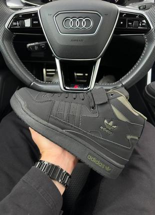 Високі зимові чоловічі кросівки з хутром в стилі adidas forum 84  🆕 зимові адідас