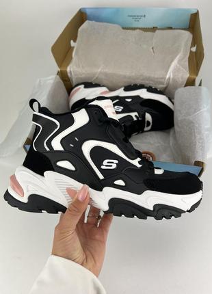 Черевики skechers stamina v2 yass vibez 167270 bkw black, оригінальні черевики скейчер шкіра жіночі