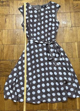 Сукня темно коричнева у горошок щільна тканина розмір s m l5 фото