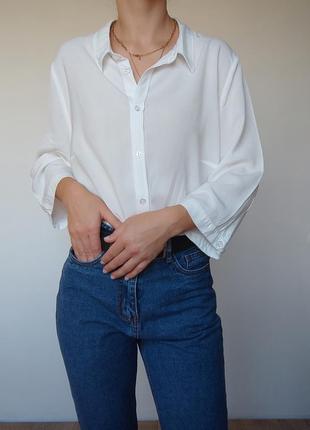 Женская удлиненная белая рубашка/ блузка, 46-48, 48-50/ l-xl