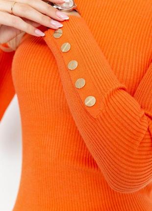 Кофта женская трикотажная однотонная, цвет оранжевый, 204r0175 фото