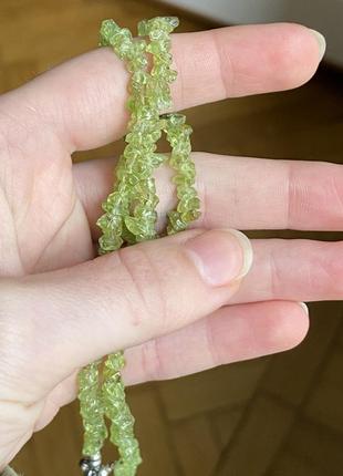 Бусы натуральный хризолит зеленый3 фото