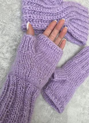 Митенки zara рукавички стильные пушистые варежки