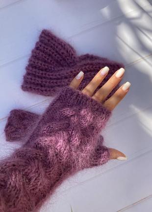 Митенки zara рукавички стильные пушистые варежки