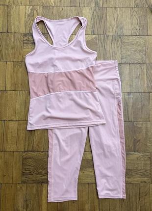 Женский костюм для фитнеса спорта бега йоги цвет нежный розовый размер s m l