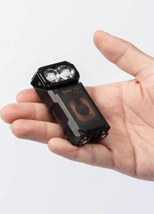 Универсальный кемпинговый ручной edc фонарик wuben x3 owl черный с беспроводной зарядкой (1000мач, 700люмен)2 фото