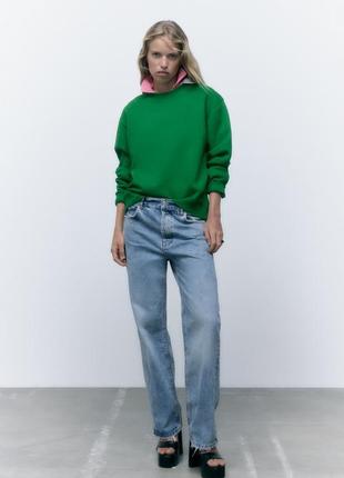 Свитшот кофта зеленый на флисе oversize zara 5388 452 s3 фото