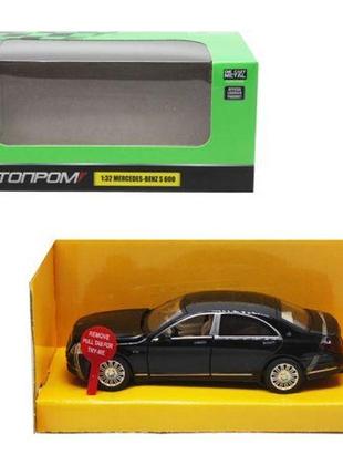 Машинка металлическая "автопром: mercedes benz s 600", черная