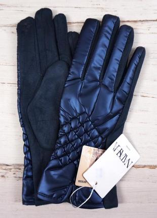 Перчатки, рукавички жіночі, утеплені, з сенсором сині2 фото