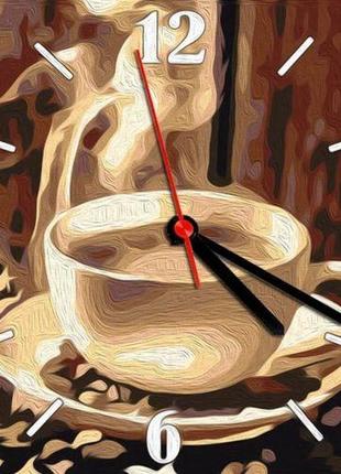 Годинник-картина за номерами "ароматна кава", 30х30 см