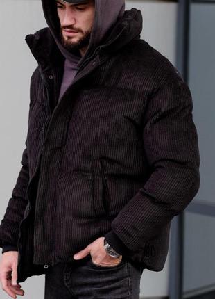Куртка чоловіча зимова велюр vamos velvet чорний2 фото