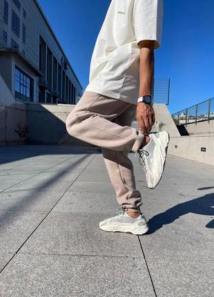 Чоловічі спортивні штани світло-бежеві трьохнитка на флісі туреччина3 фото