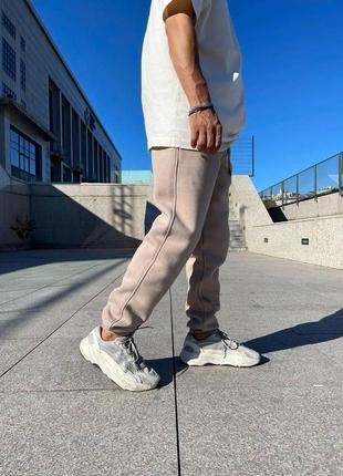 Чоловічі спортивні штани світло-бежеві трьохнитка на флісі туреччина2 фото