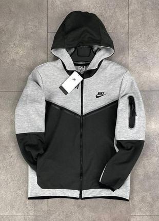 Топовая трендовая мужская кофта в стиле nike tech fleece найк премиум качества с бирками