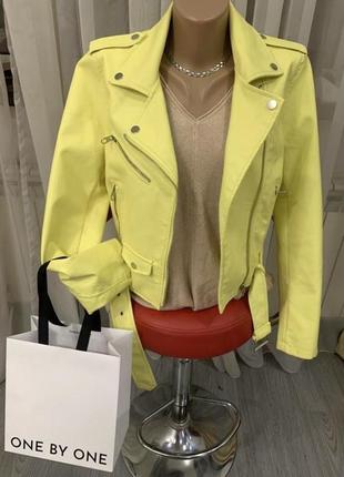 Куртка косуха шкіряна sinsay жовта s-m1 фото