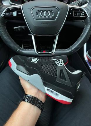 Зимние мужские кроссовки nike air jordan 4 retro bred (мех) 41-42-43-44-45