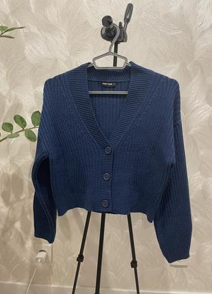 Синий укороченный кардиган telly weijl